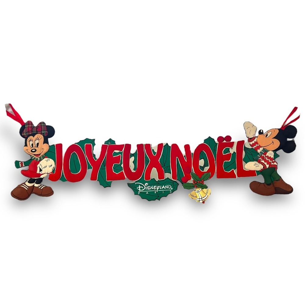 Disneyland Paris Mickey Minnie Christmas Wall Hanging Garland JOYEUX NOEL